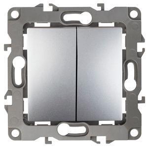 Выключатель 2-кл. СП Эра12 12-1104-03 10А IP20 250В 10AX механизм алюм. Эра Б0014647