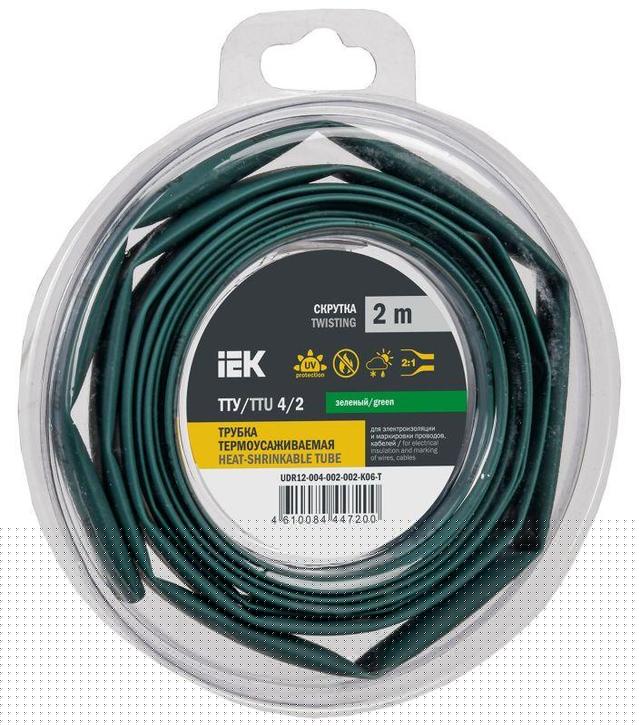 Трубка термоусадочная ТТУ нг-LS 4/2 зел. (уп.2м) IEK UDR12-004-002-002-K06-T