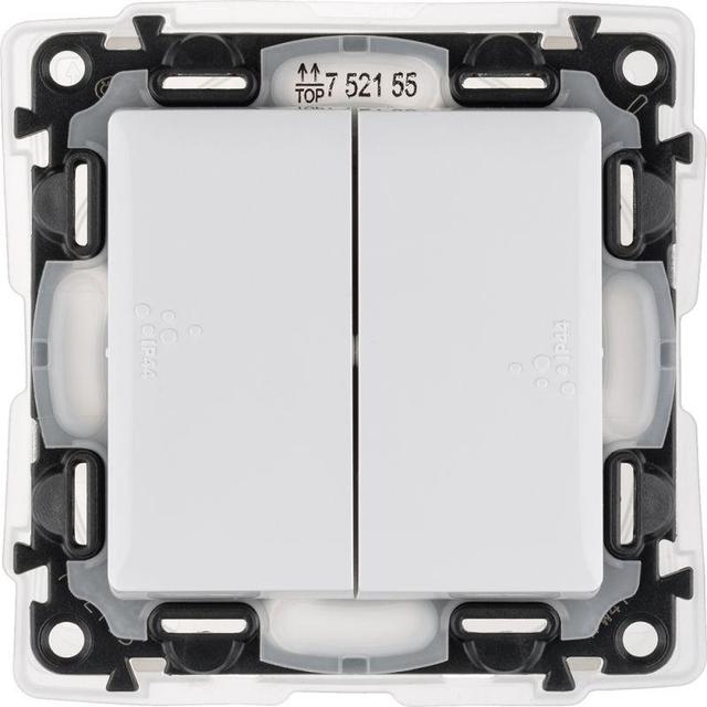Выключатель 2-кл. СП Valena Life 10А IP44 250В с лицев. панелью безвинтов. зажимы механизм бел. Leg 752155