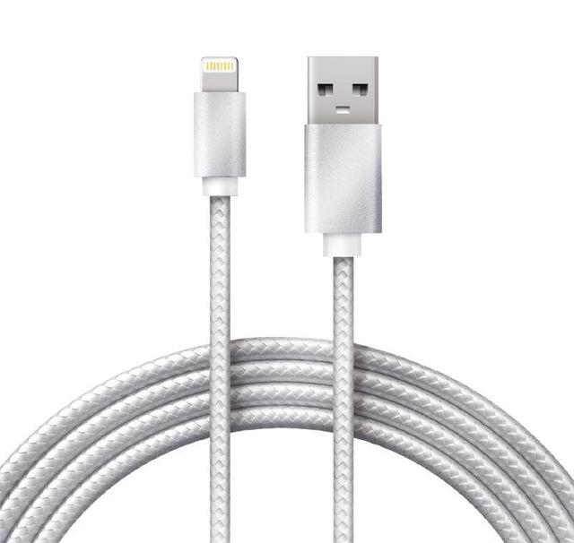 Кабель USB-Lightning 1м серебристая нейлоновая оплетка Rexant 18-7051