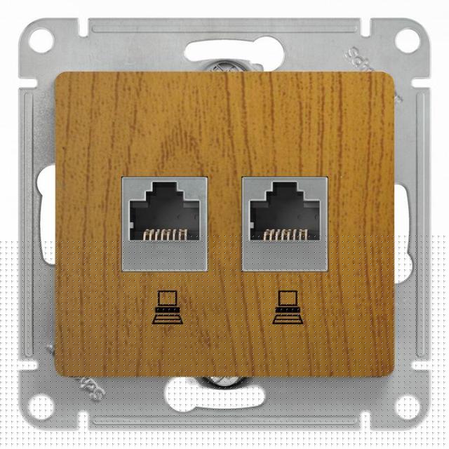 Розетка компьютерная 2-м Glossa RJ45 кат.5E механизм дуб SE GSL000585KK