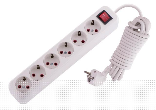 Удлинитель 6х5м с заземл. 16А IP20 Lila с выкл. LEZARD 720-0605-602