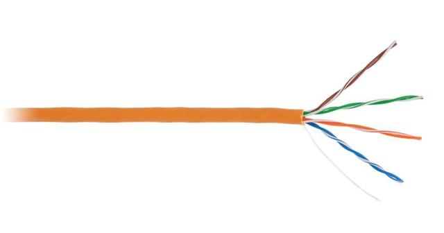 Кабель U/UTP кат.5E (класс D) 4 пары 100МГц ож BC чистая медь внутр. LSZH нг(B)-HF оранж. (уп.305м) NETLAN EC-UU004-5E-LSZH-OR