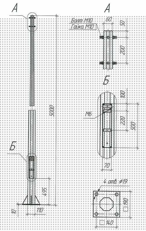Опора ОГКф-5 (3мм 60/110 фл.190х10 мц. 140 отв. 19х4) гор. оцинк. UMECON МК 90056
